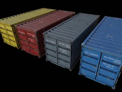 4 pack ship containers  3D model