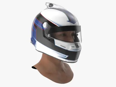  Full Face Racing Helmet on Head with Raised Visor 