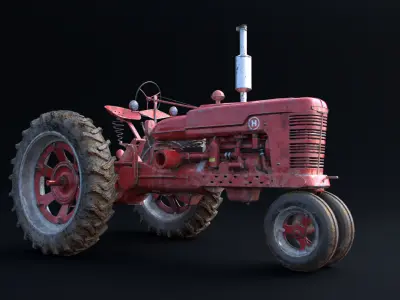 Old Tractor Model with Dirty Textures 3D model