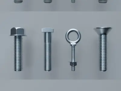 Screws and nuts 20pieces 3D model