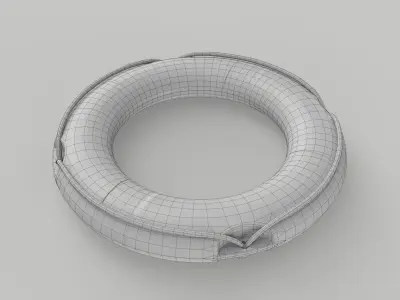 Retro Life Buoy Low Poly Low-poly 3D model