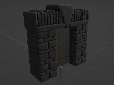 Medieval Door or Castle Gate Low-poly Rock Game-ready Model Low-poly 3D model