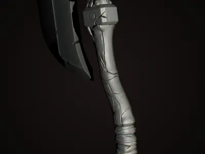 Stylized single-handed Dwarven Axe weapon 01 3D model