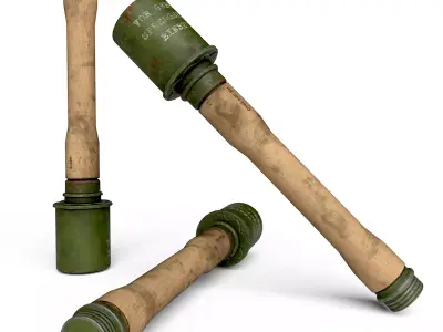 WWII Stielhandgranate Grenade Low-poly 3D model