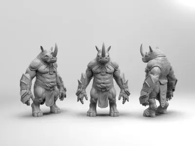 Rhino warrior 3D print model
