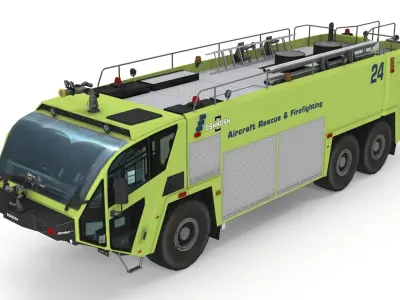 Oshkosh Striker 3000 6x6 Firetruck Low-poly 3D model