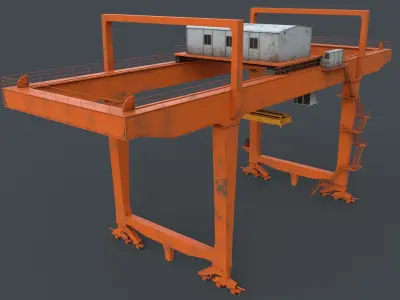 PBR Rail Mounted Gantry Crane RMG V1 - Orange Low-poly 3D model