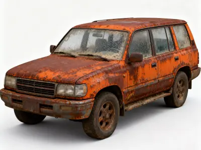 Realistic Rusty Abandoned SUV 3D Model Low-poly 3D model