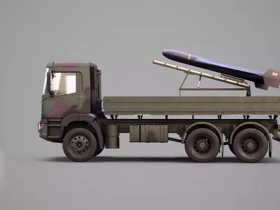 Military Transport Truck with Drone Launcher Geran-2 3D model