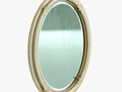 Victorian Mirror Wall Old White 3D model