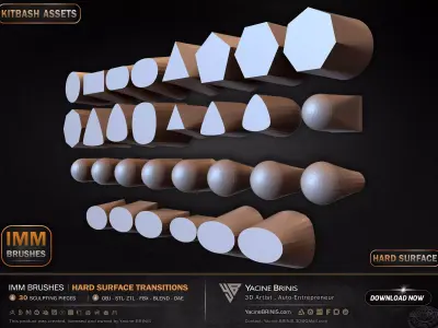 30 Hard Surface IMM Transitions Low-poly 3D model