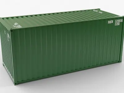 20Ft Cargo Container - Green - Clean 3D model