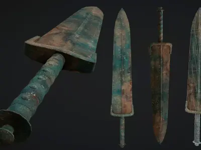Ancient Bronze Sword Free low-poly 3D model
