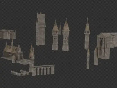 Medieval Castle - Hogwarts  3D model