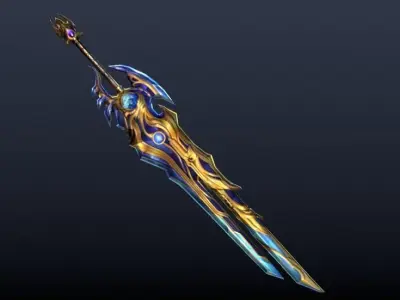 Futuristic Sword Low-poly 3D model 4