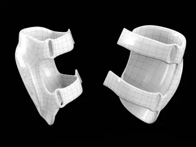 Military black knee pads 14 Low-poly 3D model