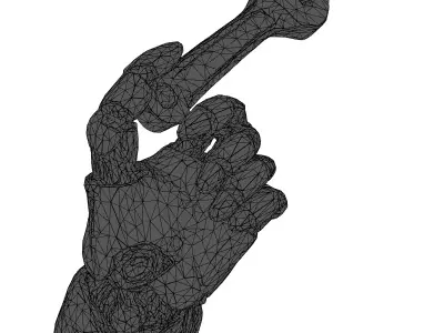 Robot Hand Holding Wrench 3D Model Low-poly 3D model