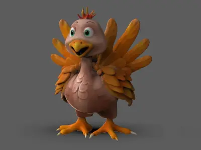 Thanksgiving Turkey Cartoon Low-poly 3D model