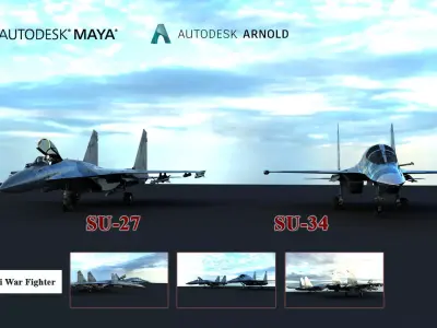 SU-27 and SU-34 War Fighter 3D model