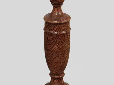 Wooden Table Lamp Old photogrammetry scan PBR 4K textures Low-poly 3D model