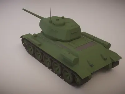 Simple T-34-85 Tank Low-poly 3D model