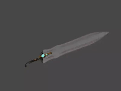 large fantasy sword Low-poly 3D model