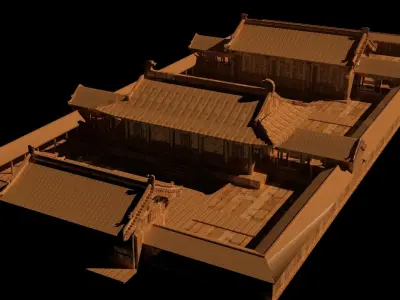 Chinese courtyard house 3D model buy