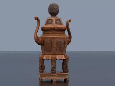 Ancient Chinese Incense Burner Low-poly 3D model