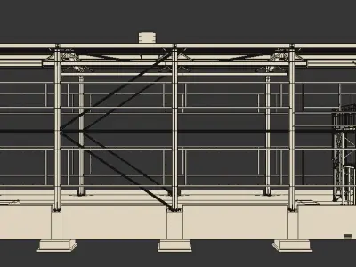 Depot steel structure with scaffolding Low-poly 3D model