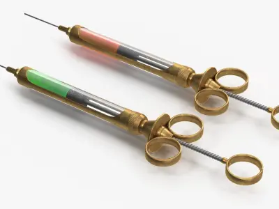 syringe two syringes Low-poly 3D model