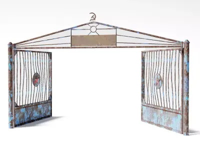 PBR pack of 2color old metal damaged military gates Low-poly 3D model