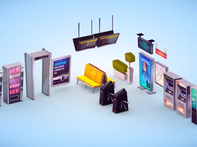 Lowpoly Subway Metro Train Game lowpoly asset Low-poly 3D model