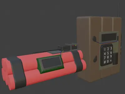 Dynamite and C4 Low-poly 3D model