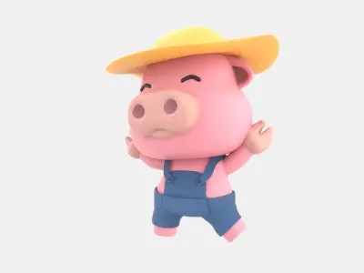 Cute Pig 3D Illustration 3D model 3