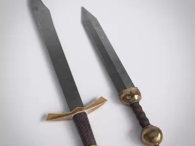 Gladius and Falchion Sword  Low-poly 3D model