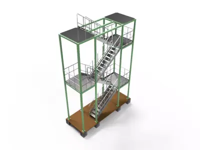 Steel Platform and exit stairs 3D model