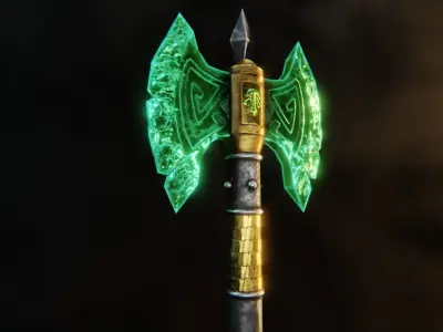 Crystal Axe Low-poly 3D model purchase