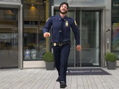Rigged Police 02 3D model