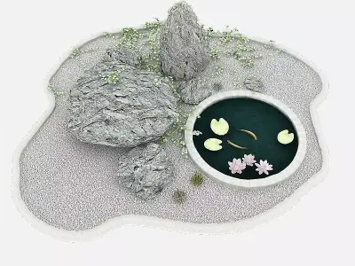 Garden Decorative Pond with Fish 3D model