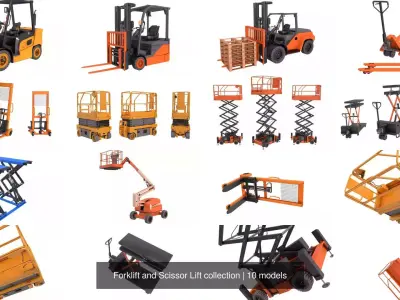  Forklift and Scissor Lift collection 3D Model Pack
