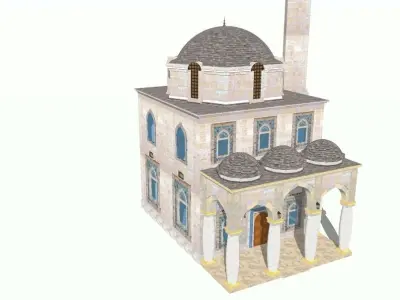 Mosque 3D antique building in Greece Low-poly 3D model