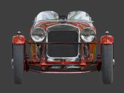 Vintage Scarlet Speedster Roadster 3D Model Low-poly 3D model