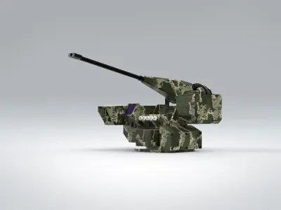 Remote Controlled Stabilized Weapon System  Low-poly 3D model