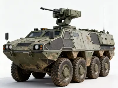 Realistic Modern 8x8 Armored Personnel Carrier 3D Model Low-poly 3D model