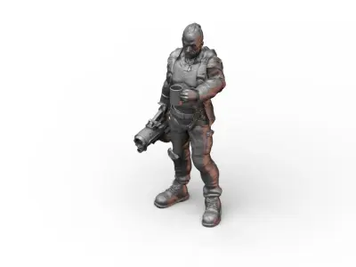 Old Mercenary Veteran Sci Fi Character 3D print model