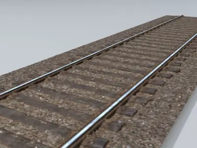 Railway Train Track Low-poly 3D model