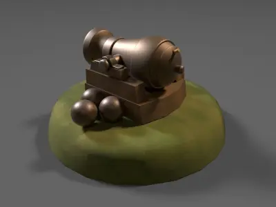 Simple game-ready Cannon Low-poly 3D model