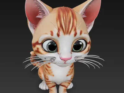 Optimized Low-Poly Kitten 3D Model UE5- Unity Real-Time Ready Low-poly 3D model 2