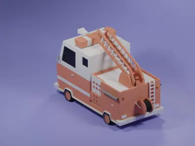 Firetruck paper fire truck Low-poly 3D model