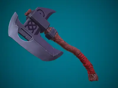 Stylized single-handed Dwarven Axe weapon 01 3D model